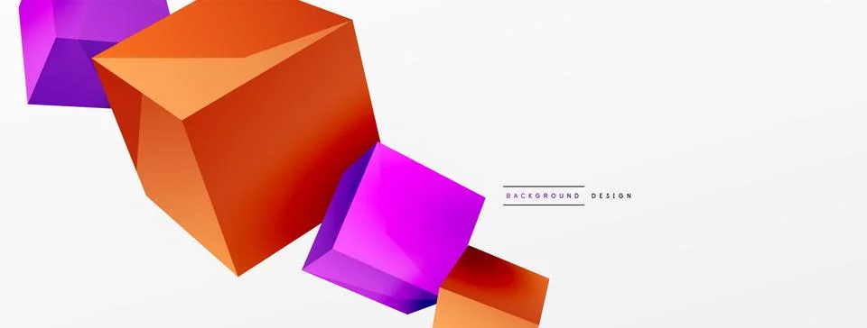 3d cubes vector abstract background. Composition of 3d square shaped basic Illustrazione stock