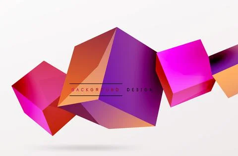 3d cubes vector abstract background. Composition of 3d square shaped basic 스톡 일러스트