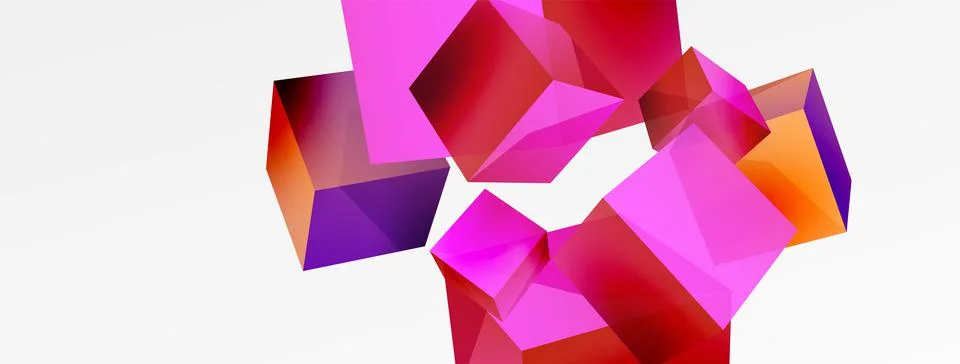 3d cubes vector abstract background. Composition of 3d square shaped basic Stock Illustration