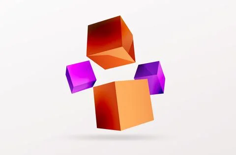 3d cubes vector abstract background. Composition of 3d square shaped basic Stock Illustration