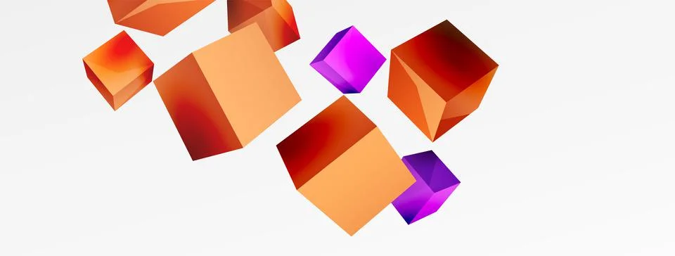 3d cubes vector abstract background. Composition of 3d square shaped basic Stock Illustration