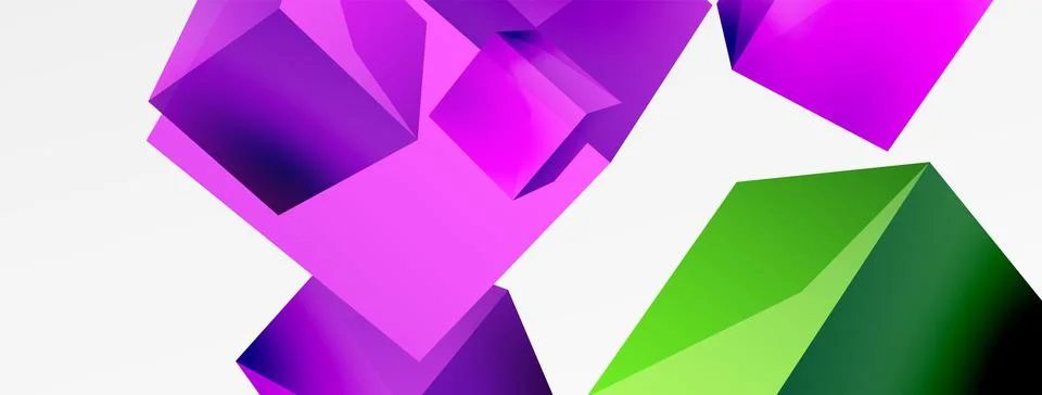 3d cubes vector abstract background. Composition of 3d square shaped basic Stock Illustration