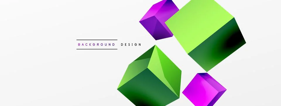 3d cubes vector abstract background. Composition of 3d square shaped basic Stock Illustration