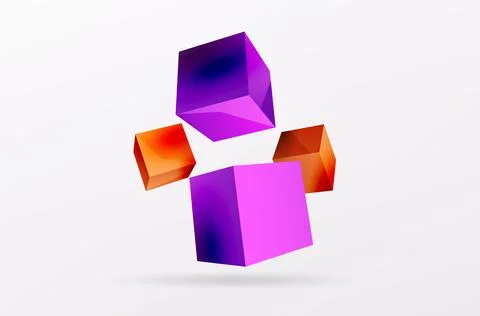 3d cubes vector abstract background. Composition of 3d square shaped basic Stock Illustration