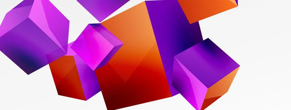 3d cubes vector abstract background. Composition of 3d square shaped basic Stock Illustration