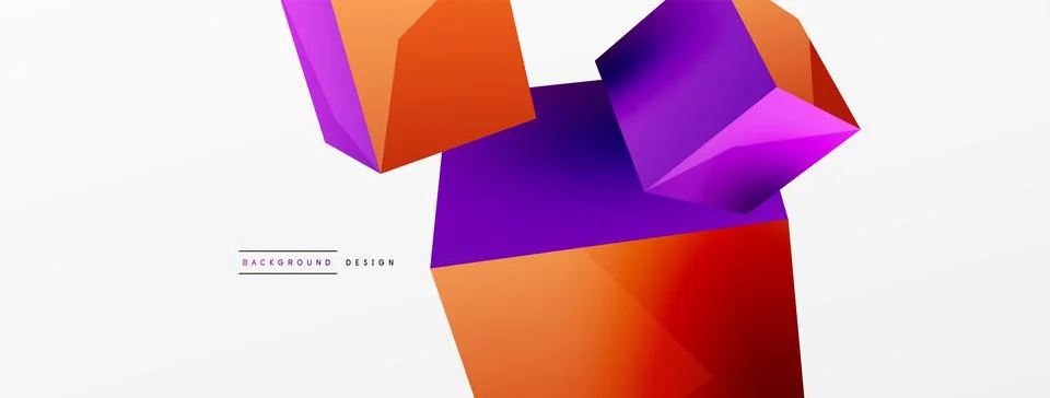 3d cubes vector abstract background. Composition of 3d square shaped basic Stock Illustration