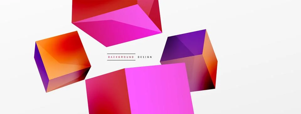 3d cubes vector abstract background. Composition of 3d square shaped basic Stock Illustration