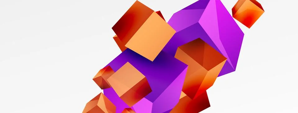 3d cubes vector abstract background. Composition of 3d square shaped basic Stock Illustration