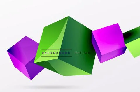 3d cubes vector abstract background. Composition of 3d square shaped basic Stock Illustration