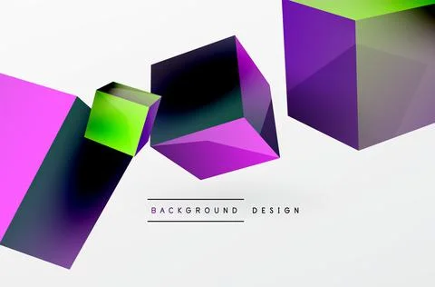 3d cubes vector abstract background. Composition of 3d square shaped basic Stock Illustration