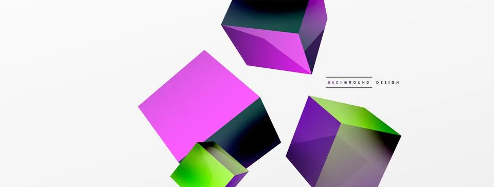 3d cubes vector abstract background. Composition of 3d square shaped basic Stock Illustration