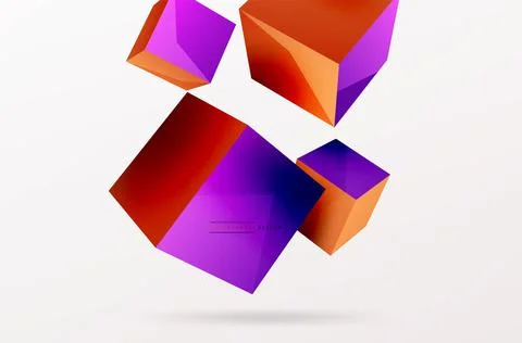 3d cubes vector abstract background. Composition of 3d square shaped basic 스톡 일러스트