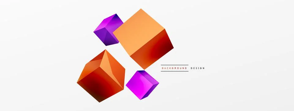 3d cubes vector abstract background. Composition of 3d square shaped basic Stock Illustration