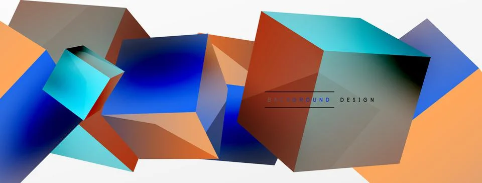 3d cubes vector abstract background. Composition of 3d square shaped basic Illustrazione stock