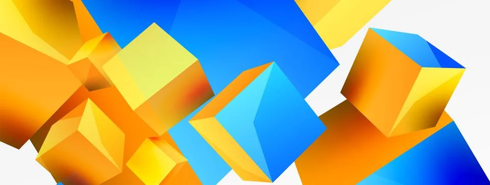 3d cubes vector abstract background. Composition of 3d square shaped basic Stock Illustration