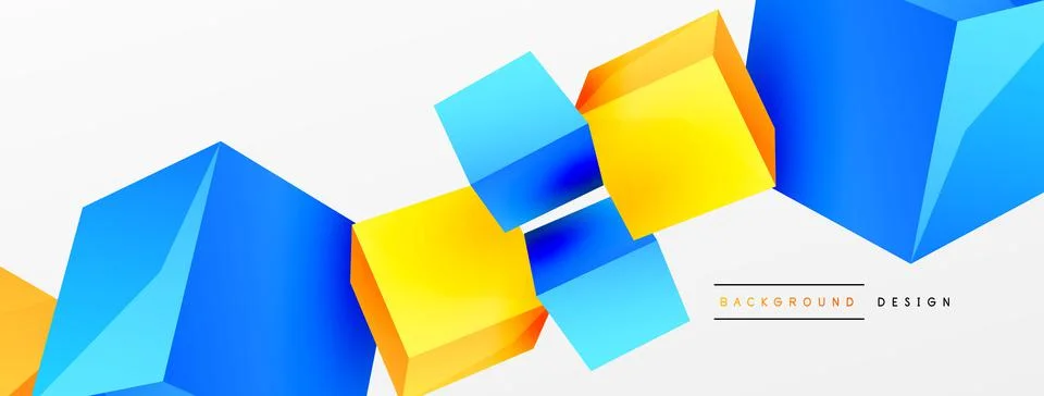 3d cubes vector abstract background. Composition of 3d square shaped basic Stock Illustration