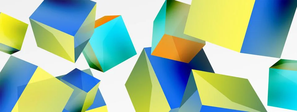 3d cubes vector abstract background. Composition of 3d square shaped basic Stock Illustration
