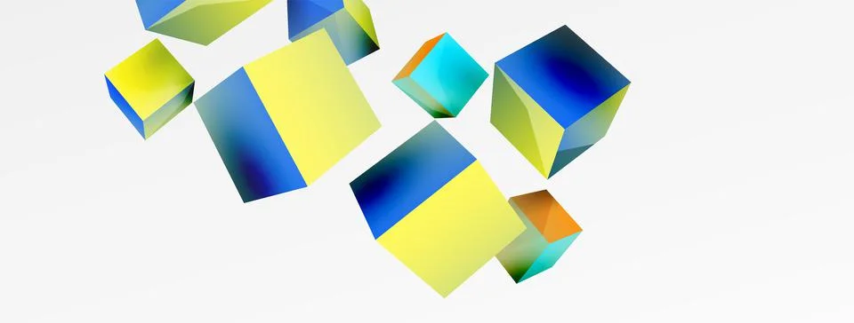 3d cubes vector abstract background. Composition of 3d square shaped basic Stock Illustration