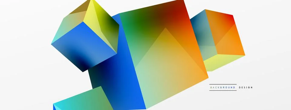 3d cubes vector abstract background. Composition of 3d square shaped basic Stock Illustration