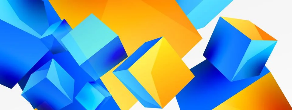 3d cubes vector abstract background. Composition of 3d square shaped basic Stock Illustration