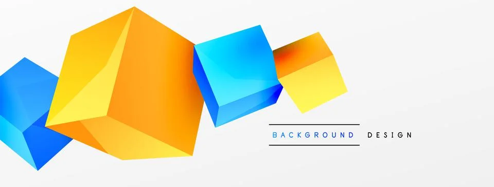 3d cubes vector abstract background. Composition of 3d square shaped basic Stock Illustration