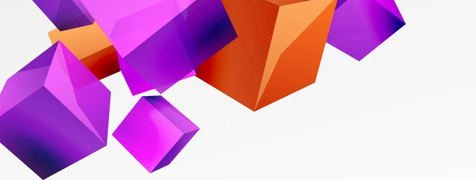 3d cubes vector abstract background. Composition of 3d square shaped basic Stock Illustration