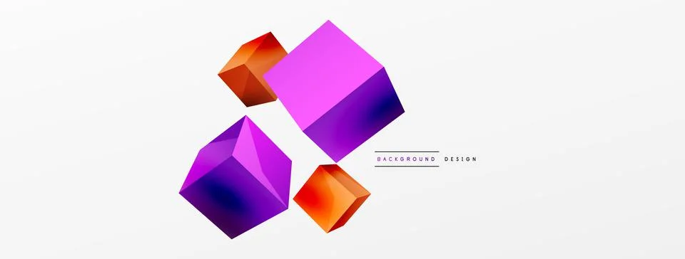 3d cubes vector abstract background. Composition of 3d square shaped basic Stock Illustration