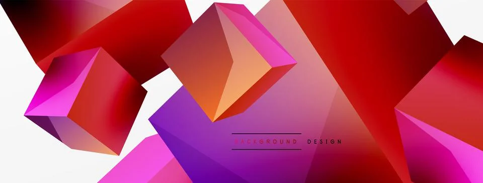 3d cubes vector abstract background. Composition of 3d square shaped basic Stock Illustration
