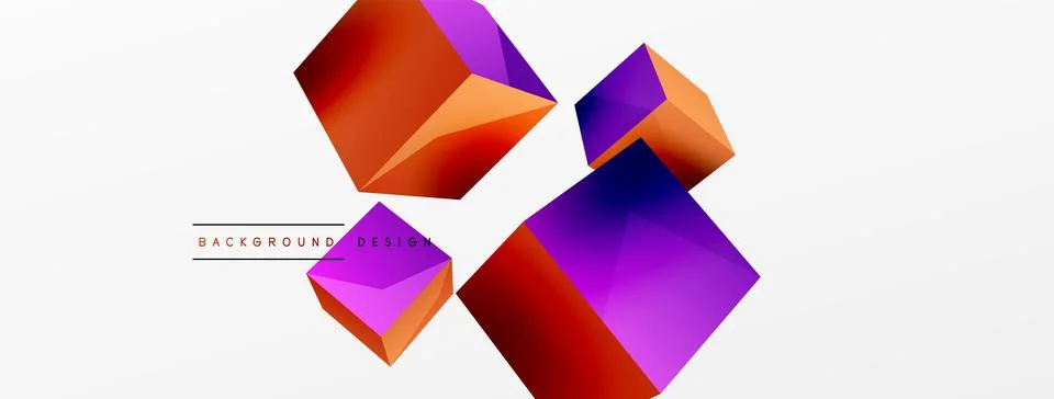 3d cubes vector abstract background. Composition of 3d square shaped basic 스톡 일러스트