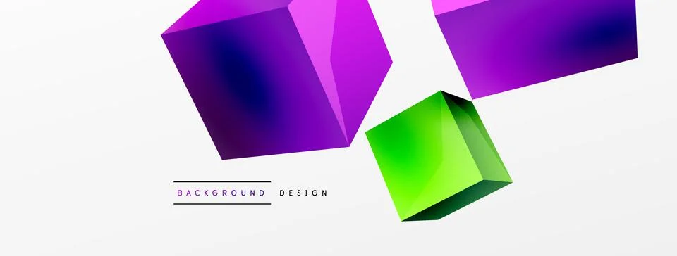 3d cubes vector abstract background. Composition of 3d square shaped basic Stock Illustration