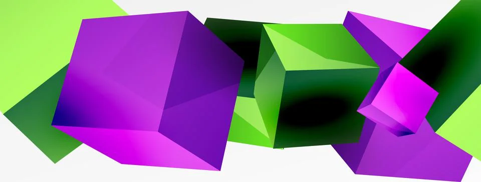 3d cubes vector abstract background. Composition of 3d square shaped basic Stock Illustration