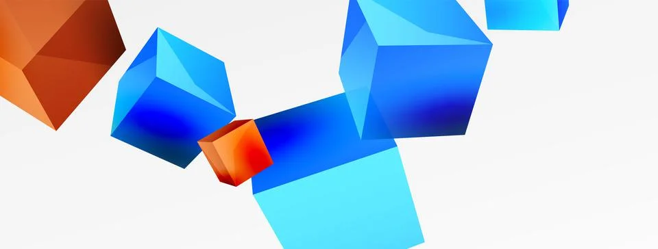 3d cubes vector abstract background. Composition of 3d square shaped basic Stock Illustration