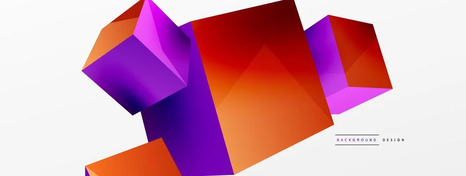 3d cubes vector abstract background. Composition of 3d square shaped basic Stock Illustration