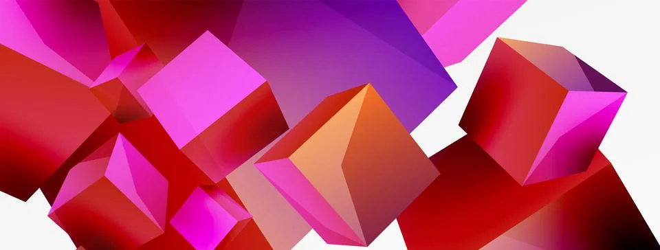 3d cubes vector abstract background. Composition of 3d square shaped basic Illustrazione stock