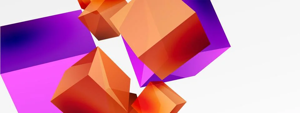 3d cubes vector abstract background. Composition of 3d square shaped basic Stock Illustration