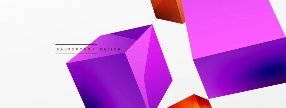 3d cubes vector abstract background. Composition of 3d square shaped basic Stock Illustration