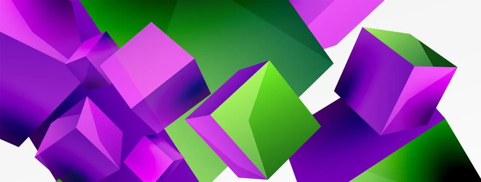 3d cubes vector abstract background. Composition of 3d square shaped basic Stock Illustration