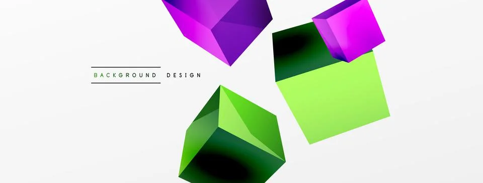 3d cubes vector abstract background. Composition of 3d square shaped basic Stock Illustration
