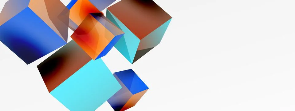 3d cubes vector abstract background. Composition of 3d square shaped basic 스톡 일러스트