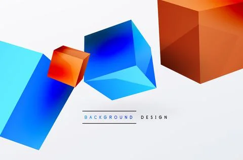 3d cubes vector abstract background. Composition of 3d square shaped basic Stock Illustration