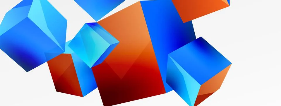 3d cubes vector abstract background. Composition of 3d square shaped basic Stock Illustration