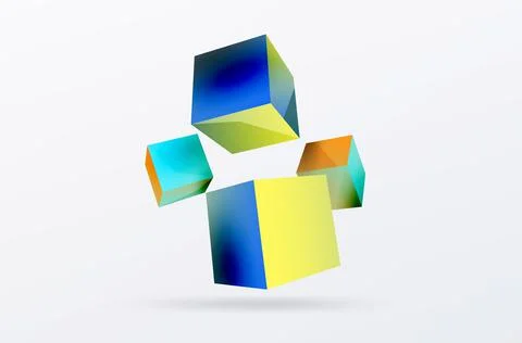 3d cubes vector abstract background. Composition of 3d square shaped basic Illustrazione stock