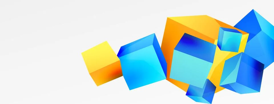 3d cubes vector abstract background. Composition of 3d square shaped basic Stock Illustration