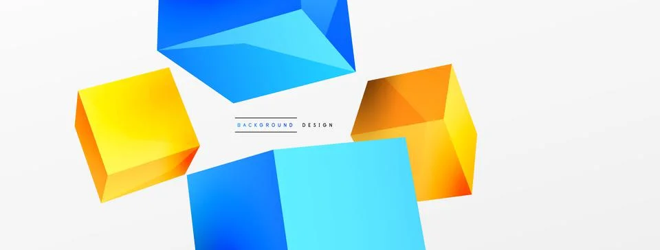 3d cubes vector abstract background. Composition of 3d square shaped basic Stock Illustration