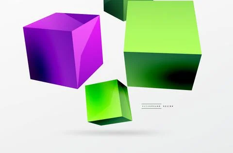 3d cubes vector abstract background. Composition of 3d square shaped basic Stock Illustration