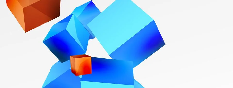 3d cubes vector abstract background. Composition of 3d square shaped basic 스톡 일러스트