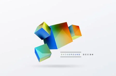 3d cubes vector abstract background. Composition of 3d square shaped basic Stock Illustration