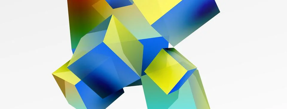 3d cubes vector abstract background. Composition of 3d square shaped basic Stock Illustration