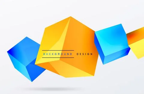 3d cubes vector abstract background. Composition of 3d square shaped basic Stock Illustration