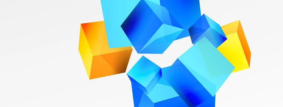 3d cubes vector abstract background. Composition of 3d square shaped basic Stock Illustration